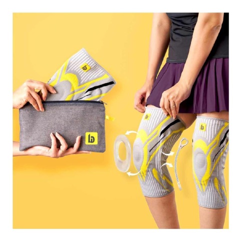 1 - betterhood Premium Knee Sleeve with with Gel Pad & Side Stabilizers,  Grey (Pack of 2)  Medium 
