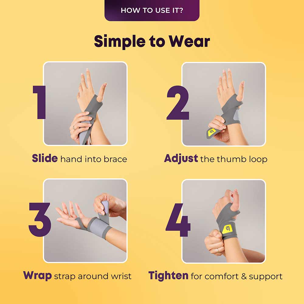 4 - betterhood Wrist Support Brace with ZeroBulk Max Stability Design,  Grey (Pack of 2)  Universal 
