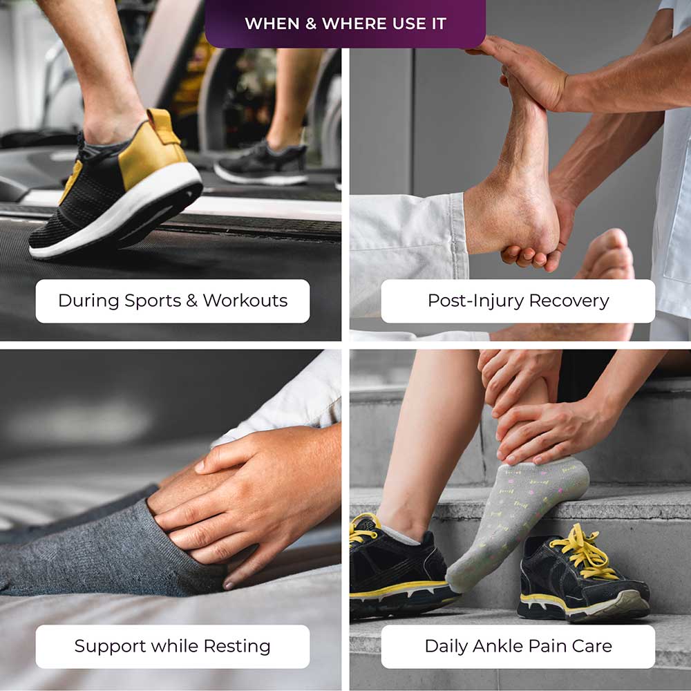 6 - betterhood Ankle Support Brace with ZeroBulk Max Stability Design,  Black & Grey  Medium 