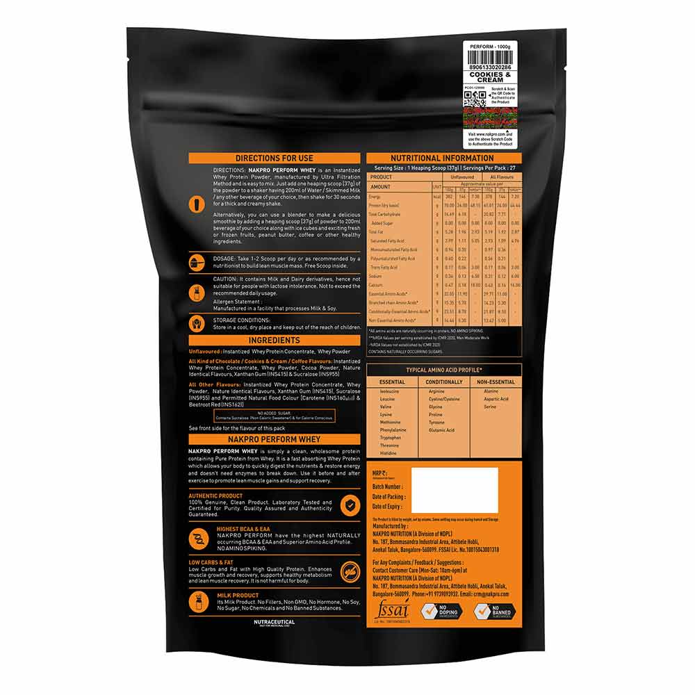 2 - Nakpro Perform Whey Protein Concentrate,  2.2 lb  Cookies & Cream 