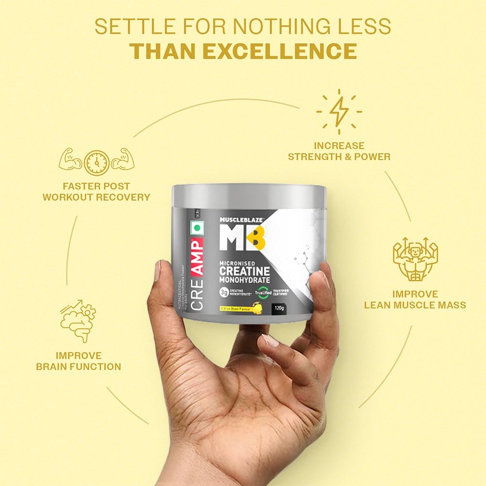 4 - MuscleBlaze Creatine Monohydrate CreAMP,  Citrus Blast  0.26 lb