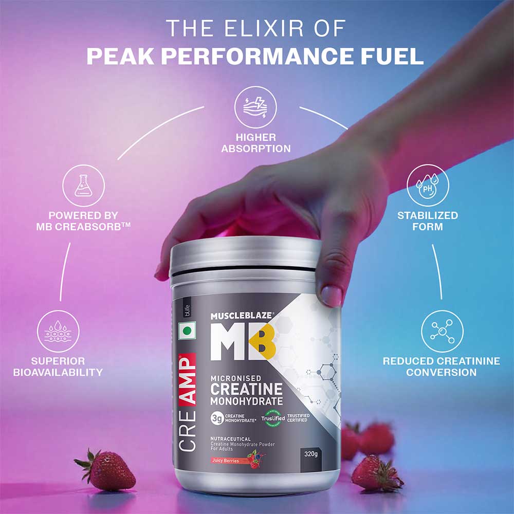 3 - MuscleBlaze Creatine Monohydrate CreAMP,  Juicy Berries  0.71 lb