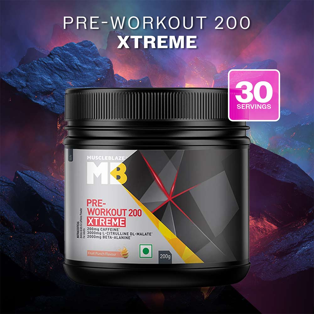 2 - MuscleBlaze PRE Workout 200 Xtreme,  0.44 lb  Fruit Punch