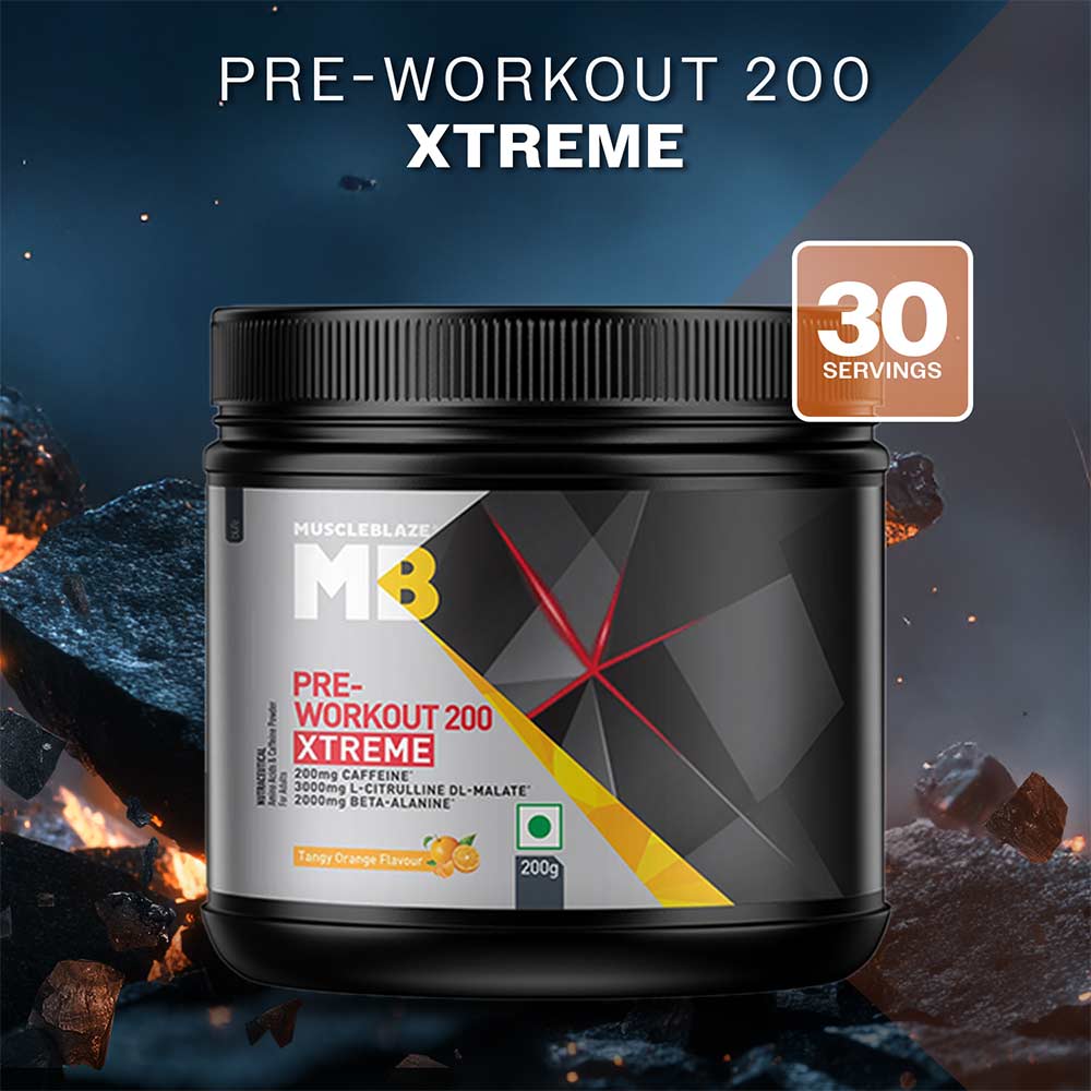 2 - MuscleBlaze PRE Workout 200 Xtreme,  0.44 lb  Tangy Orange