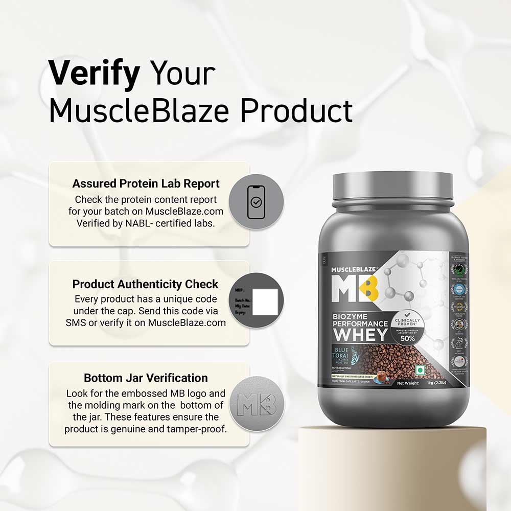 12 - MuscleBlaze Biozyme Performance Whey,  2.2 lb  Blue Tokai Cafe Latte
