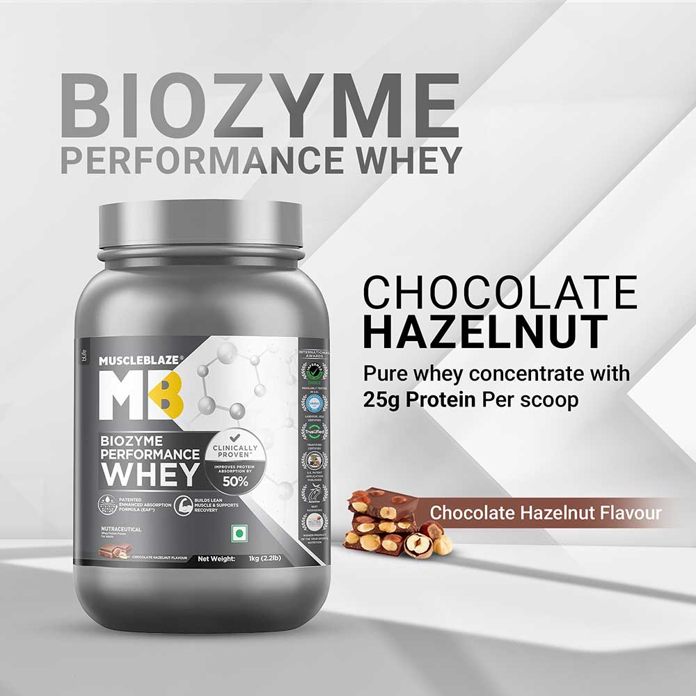 3 - MuscleBlaze Biozyme Performance Whey,  2.2 lb  Chocolate Hazelnut