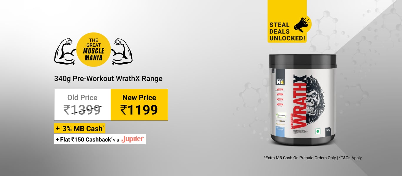340g Pre Workout WrathX Range @ New Price: 1199 + 3% MB Cash