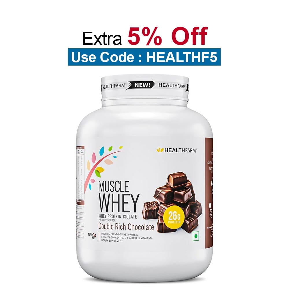 Healthfarm Muscle Whey,  4.4 lb  Double Rich Chocolate 