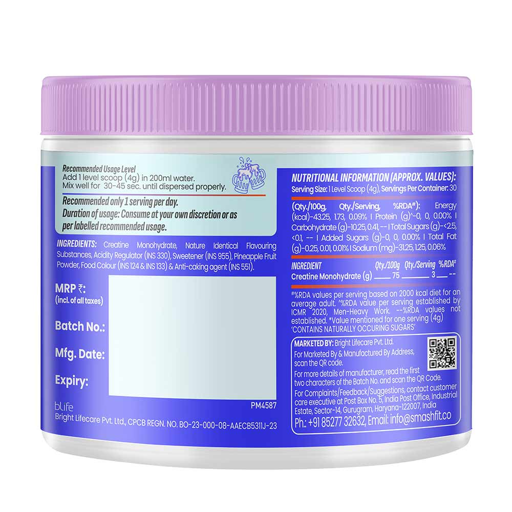 4 - Smash Micronised Creatine Monohydrate,  Bite me Berries  0.26 lb 