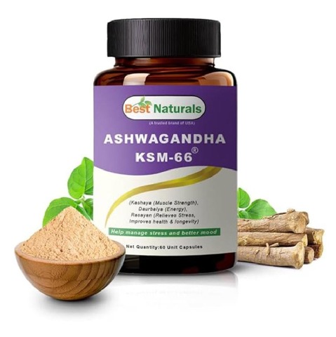 1 - Best Naturals Ashwagandha KSM-66,  60 capsules 