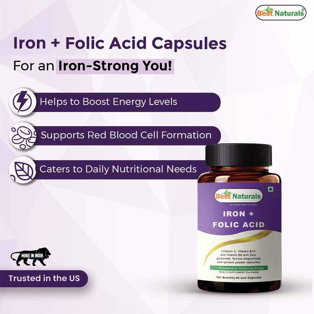 1 - Best Naturals Iron + Folic Acid,  60 capsules 