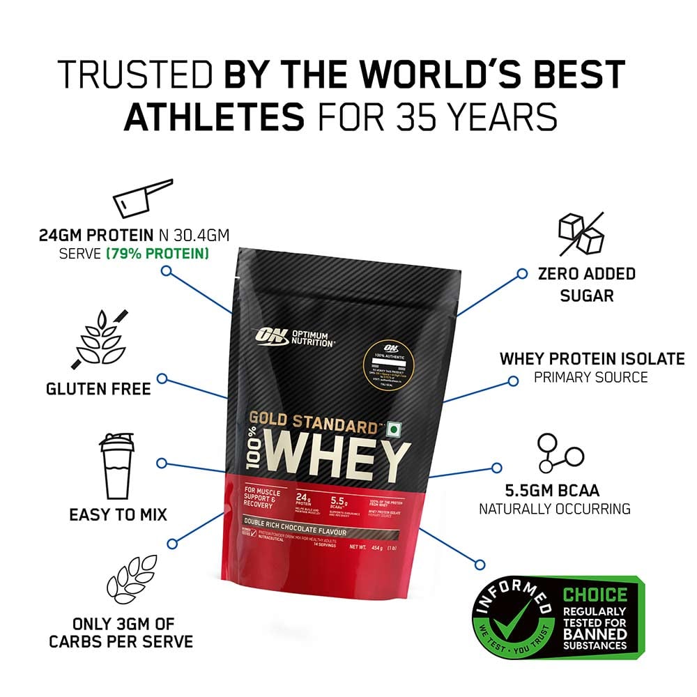 2 - ON (Optimum Nutrition) Gold Standard 100% Whey Protein,  1 lb  Double Rich Chocolate 