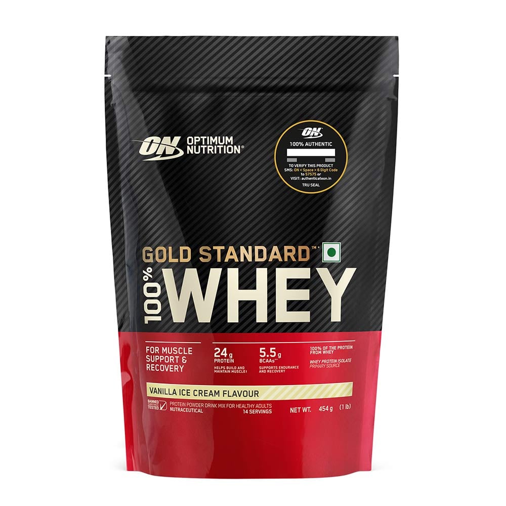 1 - ON (Optimum Nutrition) Gold Standard 100% Whey Protein,  1 lb  Vanilla Ice Cream 