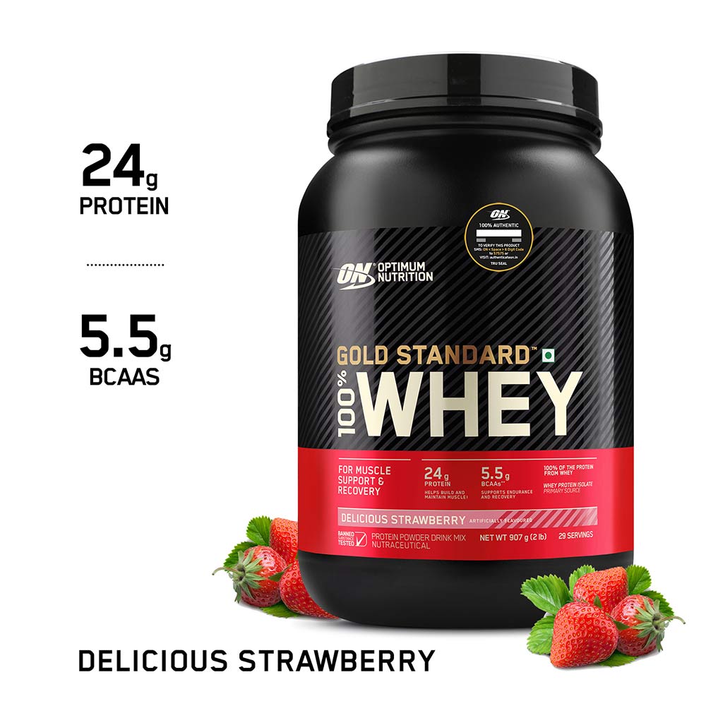 7 - ON (Optimum Nutrition) Gold Standard 100% Whey Protein,  2 lb  Delicious Strawberry 
