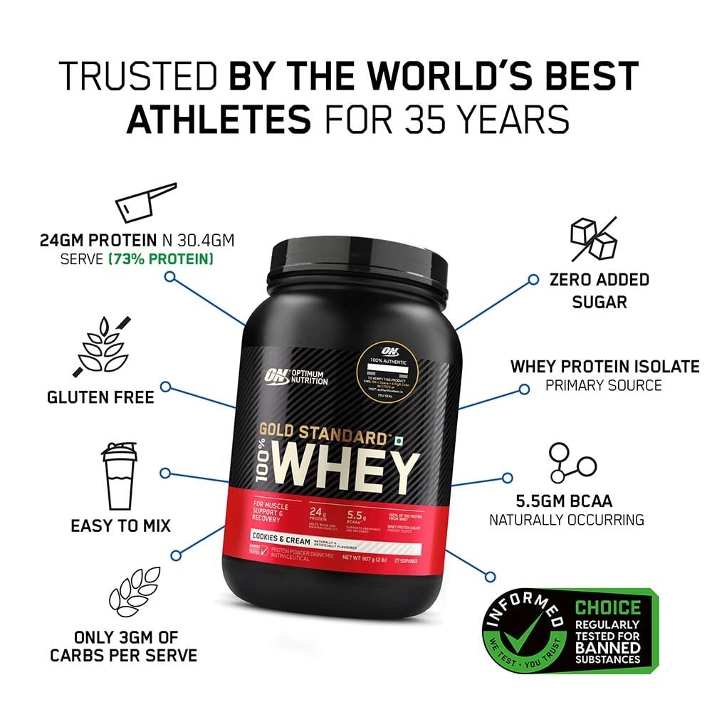 2 - ON (Optimum Nutrition) Gold Standard 100% Whey Protein,  2 lb  Cookies & Cream 