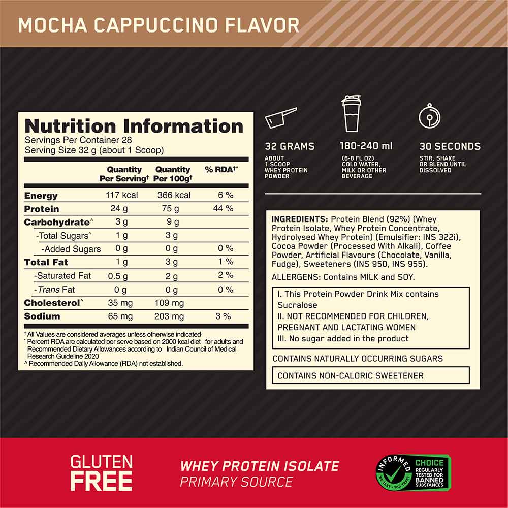 8 - ON (Optimum Nutrition) Gold Standard 100% Whey Protein,  2 lb  Mocha Cappuccino 