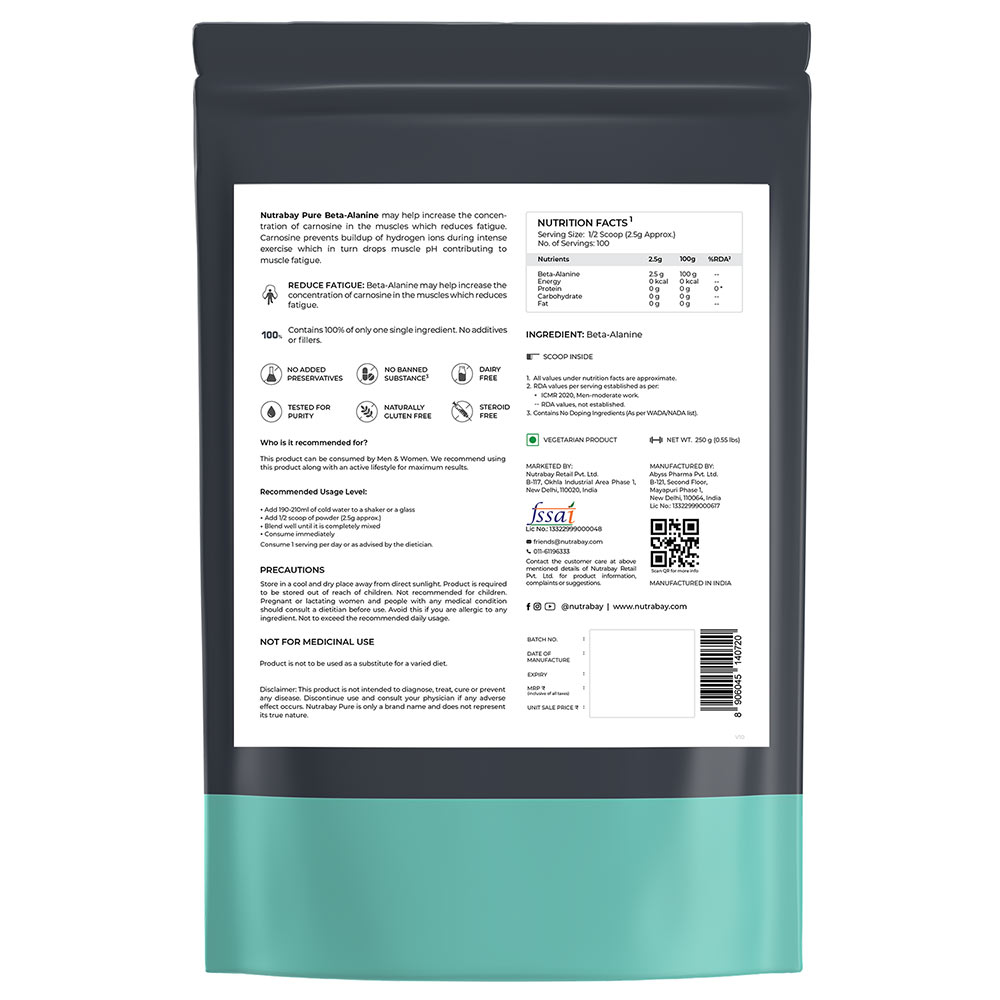 6 - Nutrabay Pure Beta Alanine Amino Acid,  Unflavoured  0.55 lb 