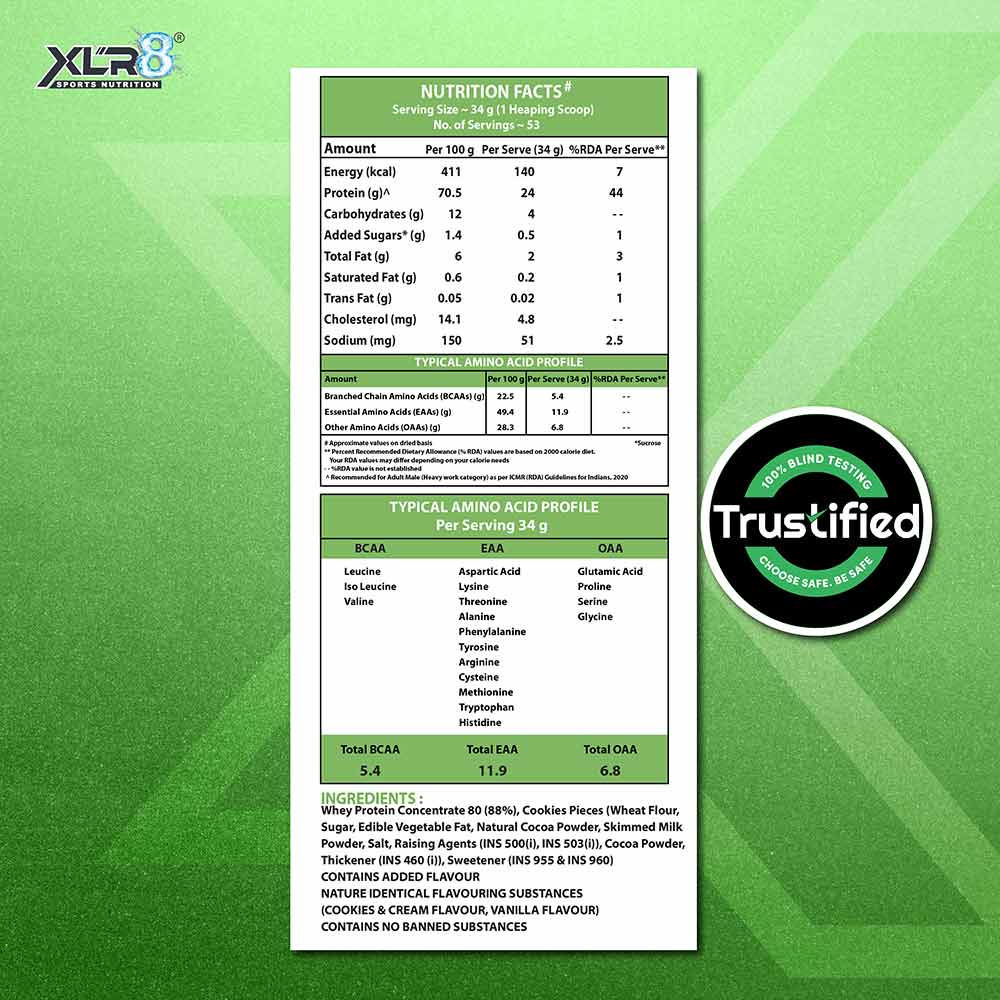 2 - XLR8 Flavoured Whey Protein 24 g Protein,  4 lb  Cookies & Cream with Shaker 