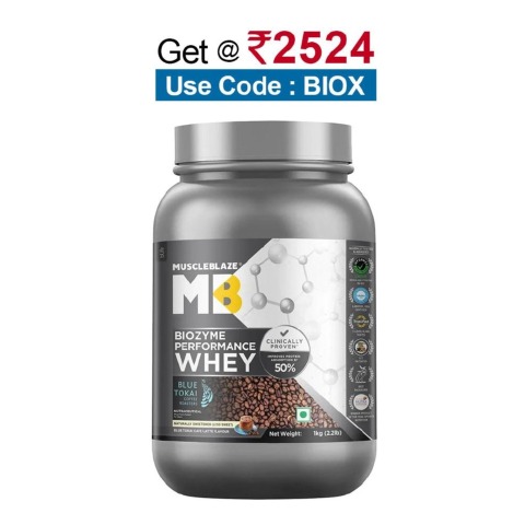 MuscleBlaze Biozyme Performance Whey,  2.2 lb  Blue Tokai Cafe Latte 