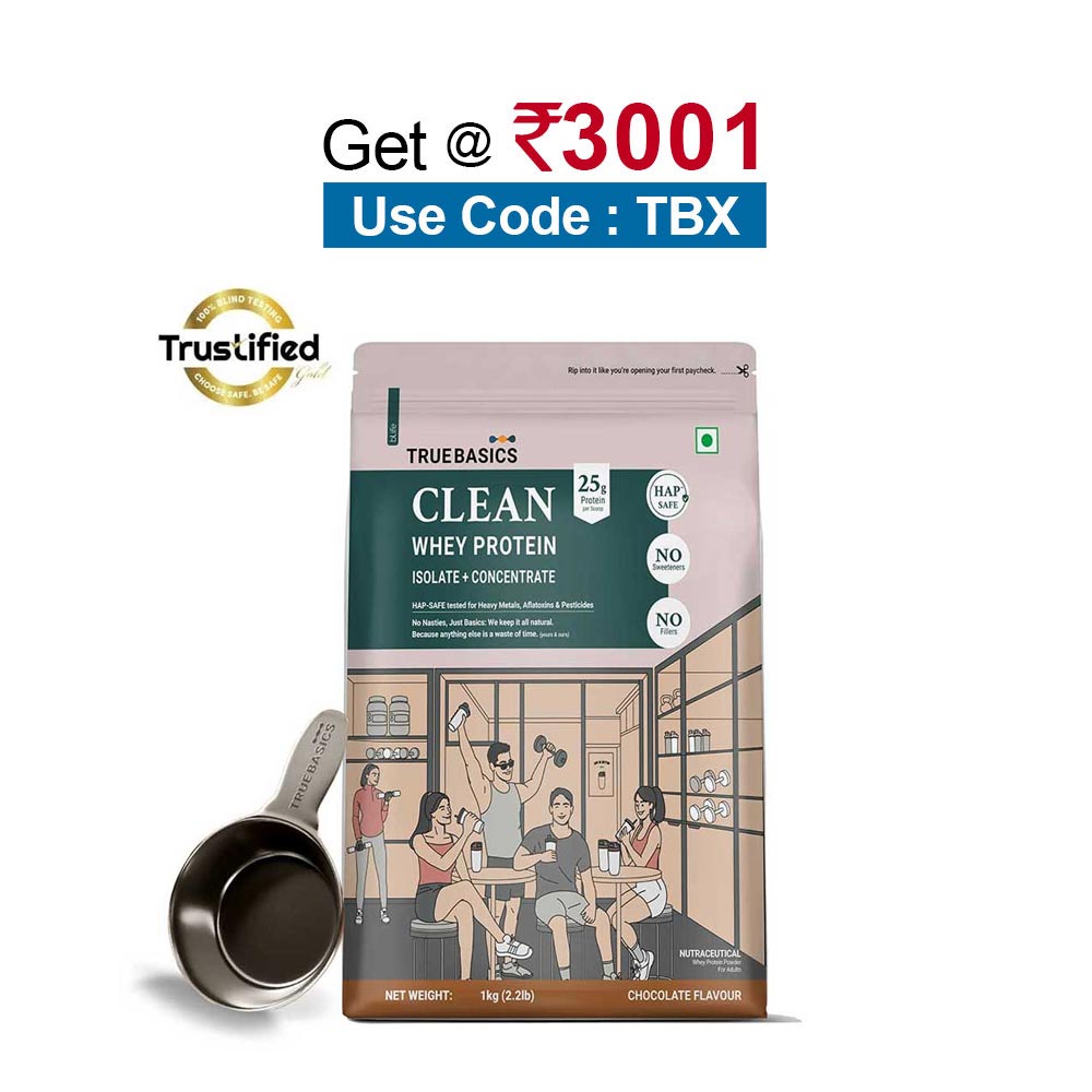 TrueBasics Clean Whey Protein (Isolate + Concentrate),  2.2 lb  Chocolate 