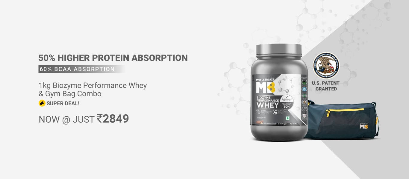 Super Deal: Biozyme Performance Whey 1 kg & Gym Bag Combo @ 2849