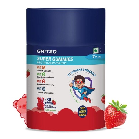 2 - Gritzo Super Gummies Multivitamin for Kids,  30 gummies  Strawberry 
