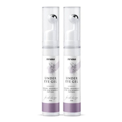 1 - Nirvasa Under Eye Gel Cream with Roll On,  15 ml  for All Skin Types (Pack of 2) 