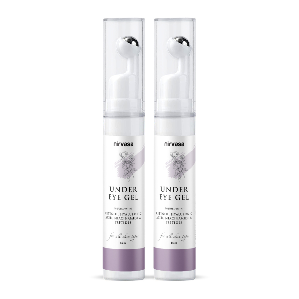 1 - Nirvasa Under Eye Gel Cream with Roll On,  15 ml  for All Skin Types (Pack of 2) 
