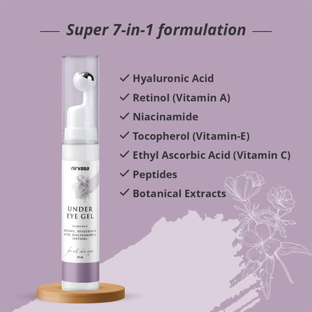 5 - Nirvasa Under Eye Gel Cream with Roll On,  15 ml  for All Skin Types (Pack of 2) 