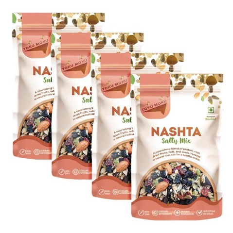 1 - TOKU MOKU Nashta Healthy Mixed Nuts with Dry Fruits,  Salty Mix (Pack of 4)  84 g 