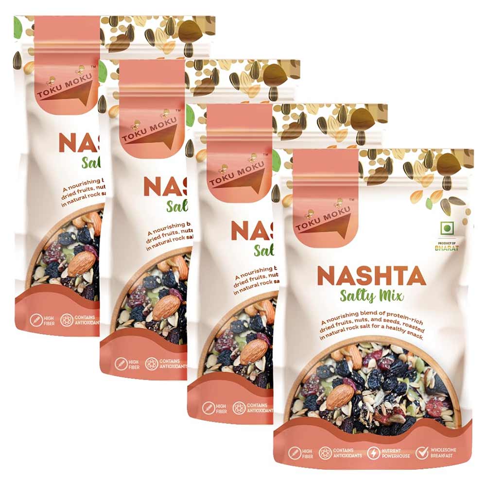 1 - TOKU MOKU Nashta Healthy Mixed Nuts with Dry Fruits,  Salty Mix (Pack of 4)  84 g 