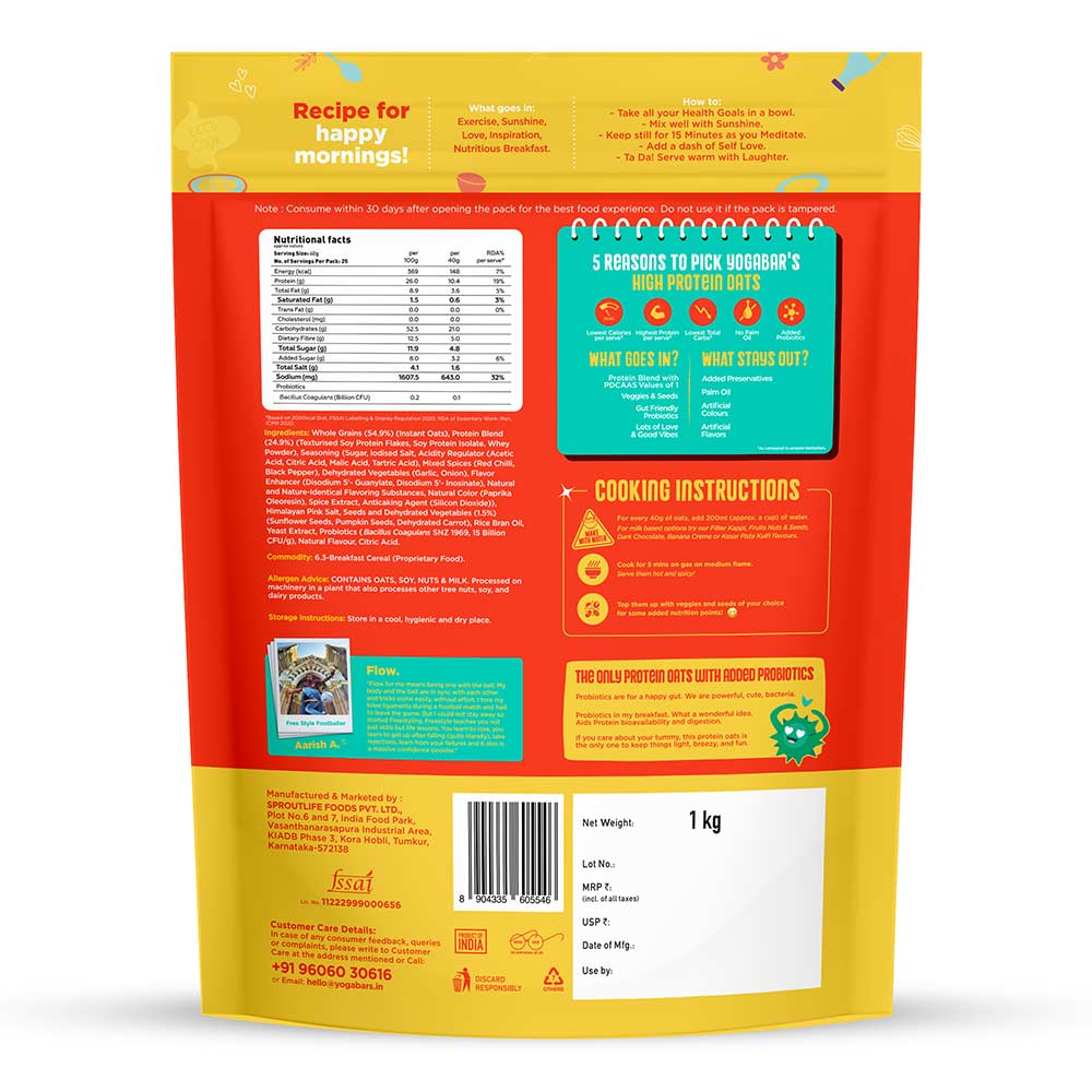 7 - Yogabar 26g High Protein Oats,  1 kg  Korean Fire 