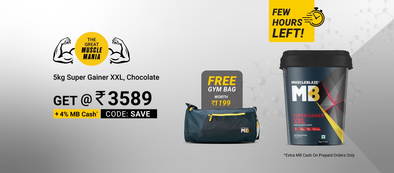 Few Hours Left: Super Gainer 5 kg @ Rs. 3589 using code + Free Gym Bag