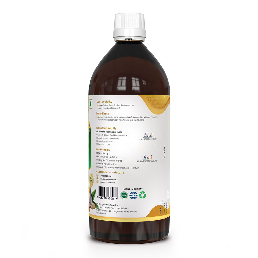 4 - Dr. Patkar's Apple Cider Vinegar (ACV HRT GOLD),  500 ml  Raw & Unfiltered 
