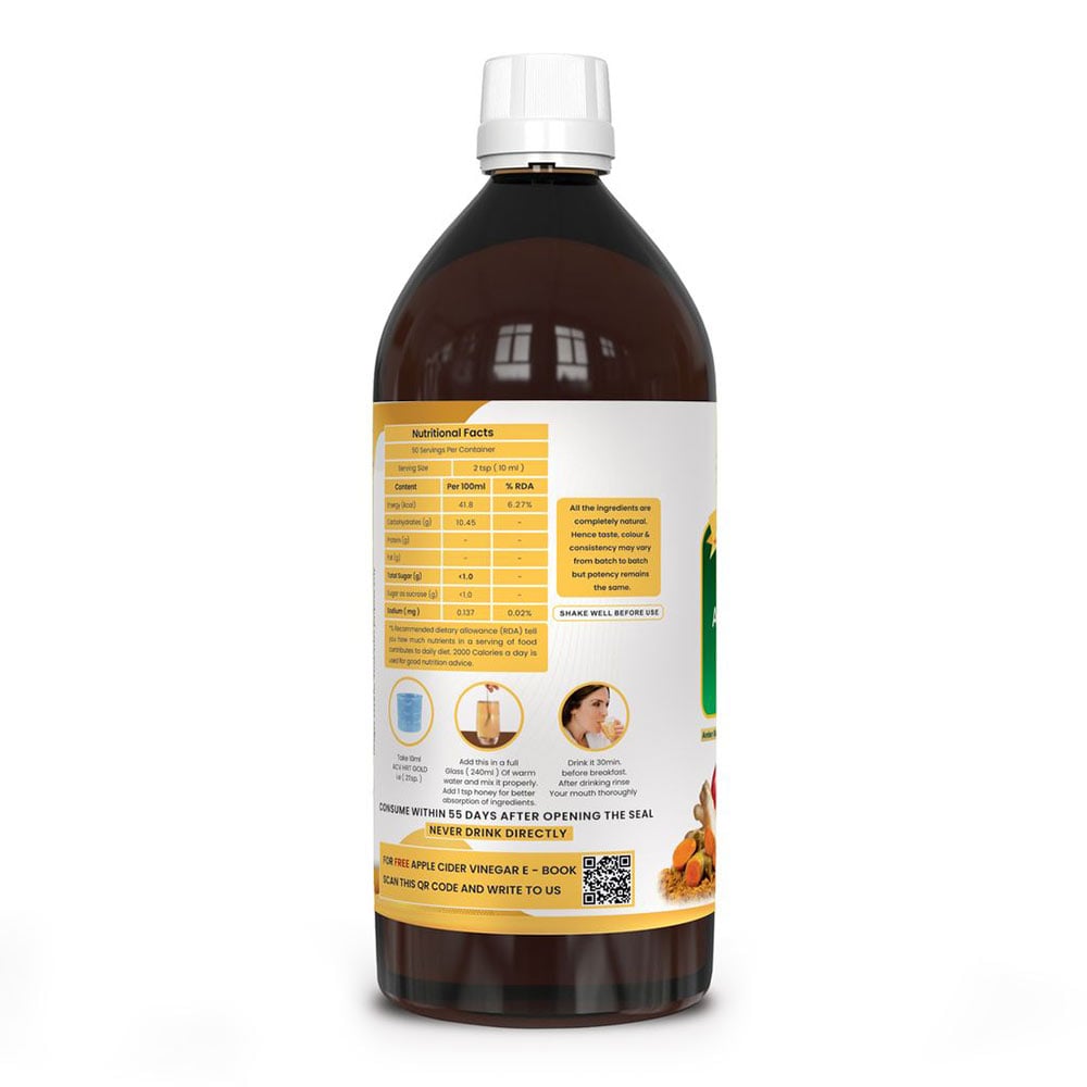 4 - Dr. Patkar's Apple Cider Vinegar (ACV HRT GOLD),  500 ml  Raw & Unfiltered (Pack of 2) 