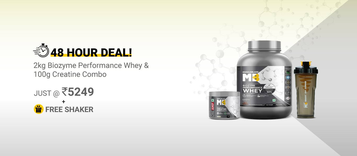 48 Hour Deal: Biozyme Performance Whey 2 kg & Creatine 100g Combo @ 5249 + Free Shaker