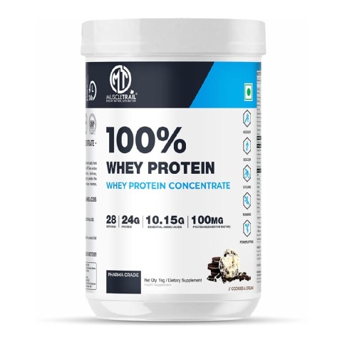 1 - Muscle Trail 100% Whey Protein Concentrate,  2.2 lb  Cookies & Cream 