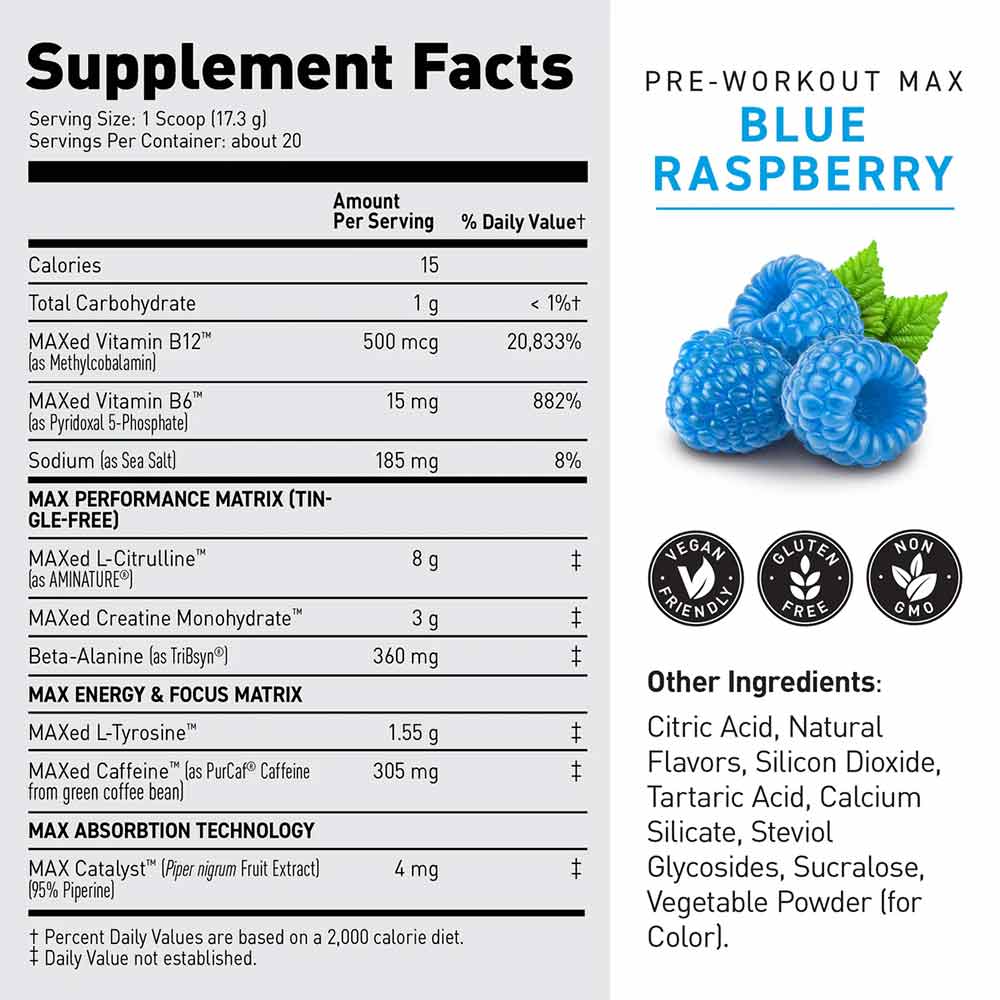 3 - Kaged Muscle Pre-Workout Max,  0.76 lb  Blue Raspberry 
