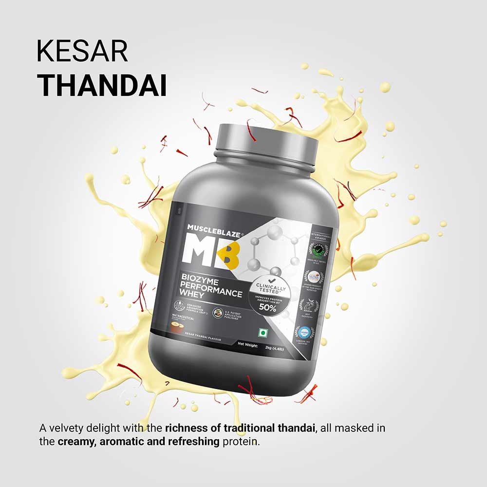 1 - MuscleBlaze Biozyme Performance Whey,  4.4 lb  Kesar Thandai