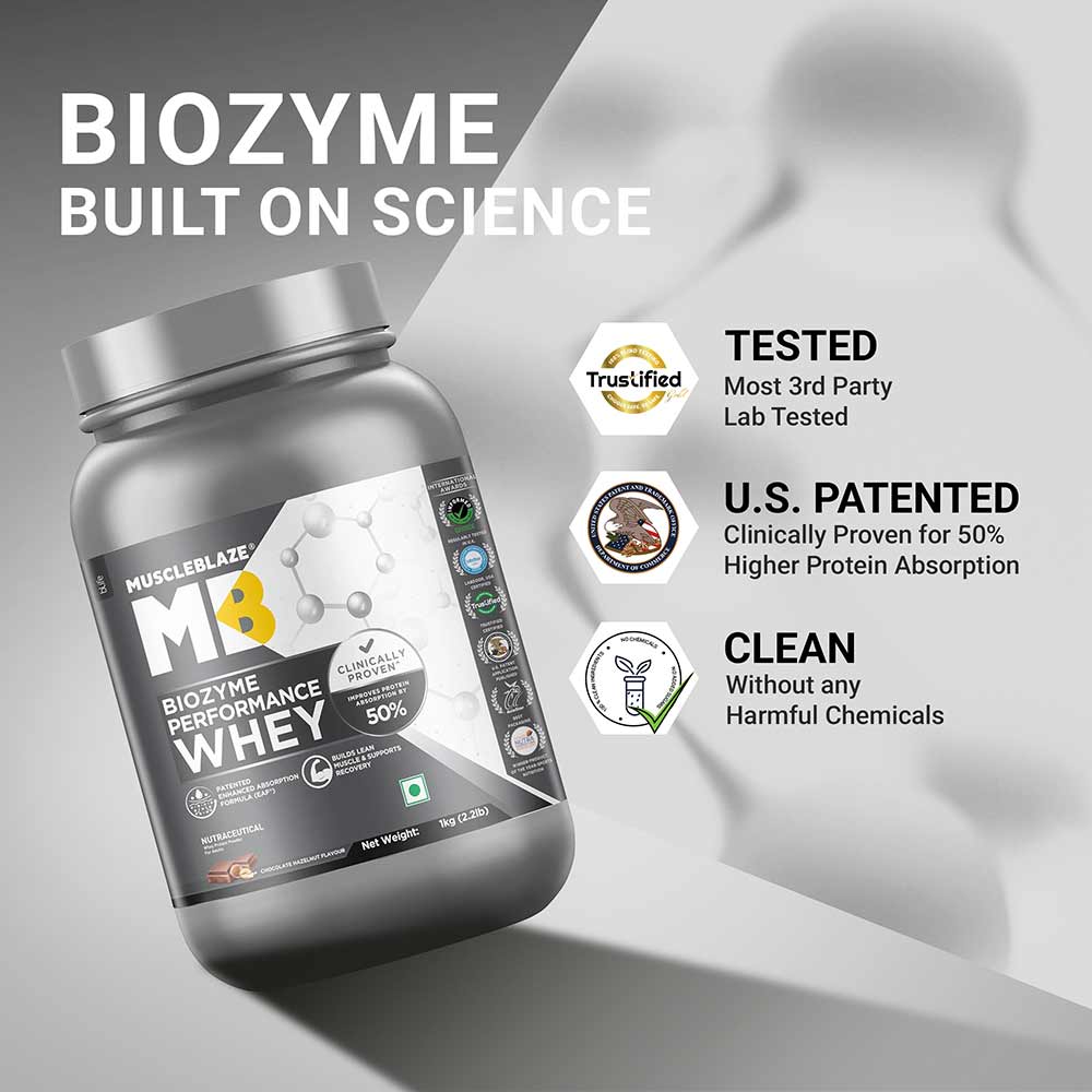 3 - MuscleBlaze Biozyme Performance Whey,  2.2 lb  Chocolate Hazelnut