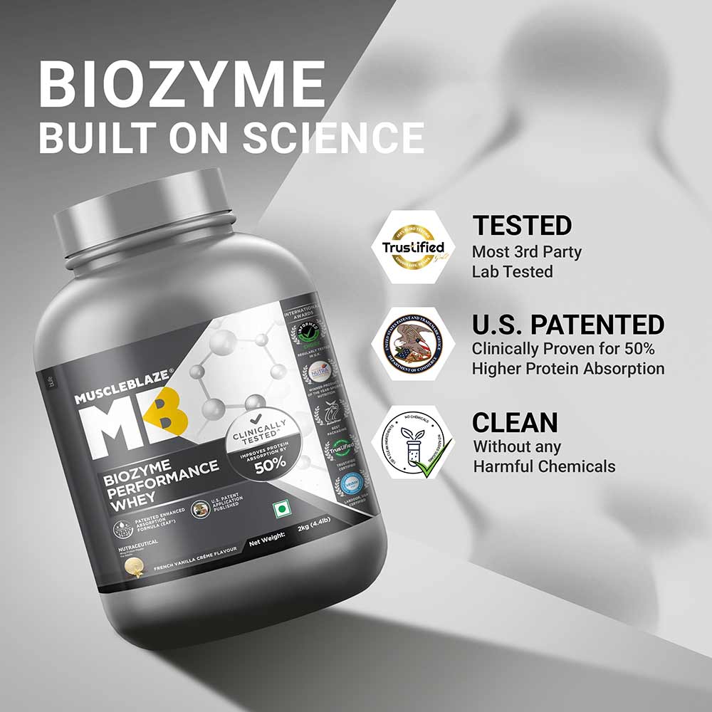 3 - MuscleBlaze Biozyme Performance Whey,  4.4 lb  French Vanilla Creme
