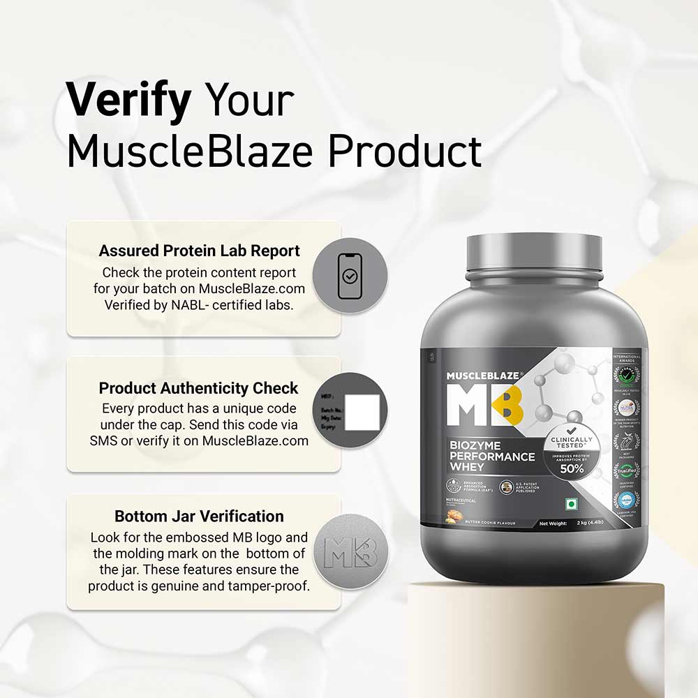 6 - MuscleBlaze Biozyme Performance Whey,  4.4 lb  Butter Cookie