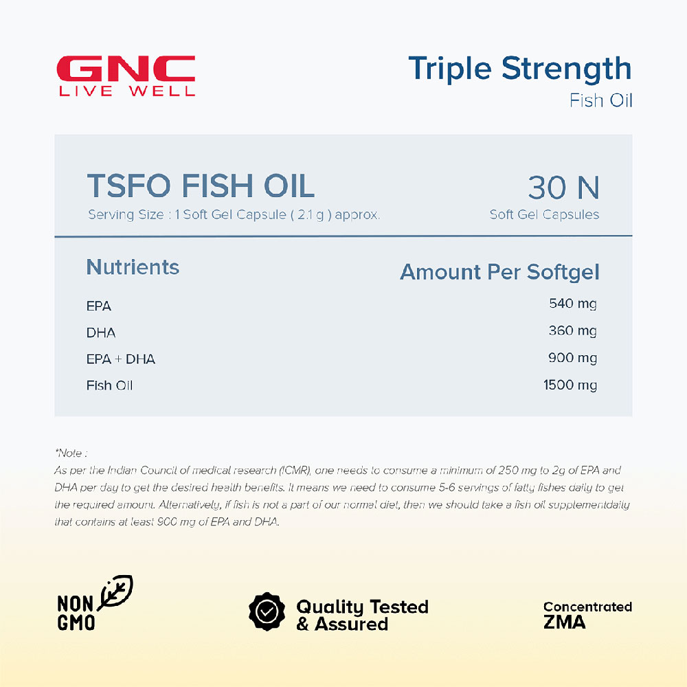 2 - GNC Triple Strength Fish Oil,  30 softgels 