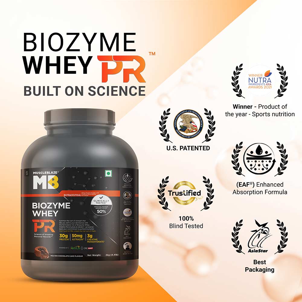 5 - MuscleBlaze Biozyme Whey PR,  4.4 lb  Molten Chocolate Cake