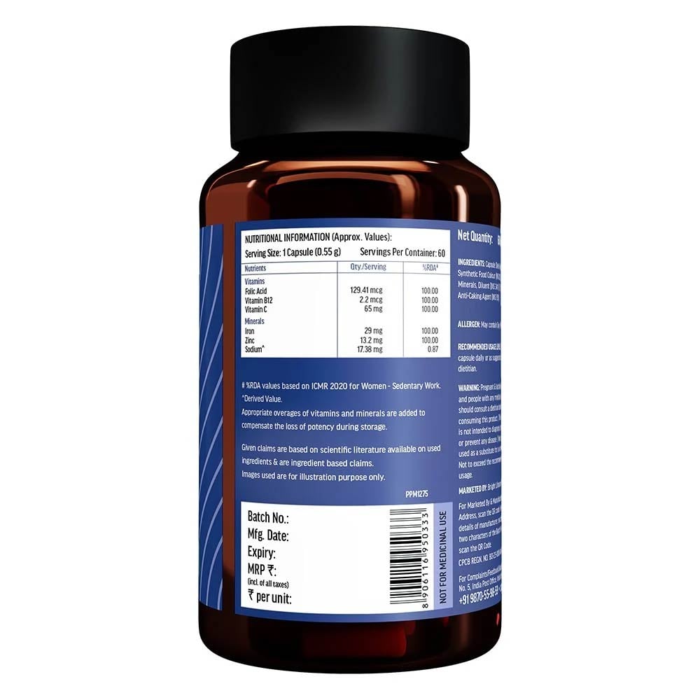 HK Vitals Iron Folic Acid & Calcium 60 Tabs Combo