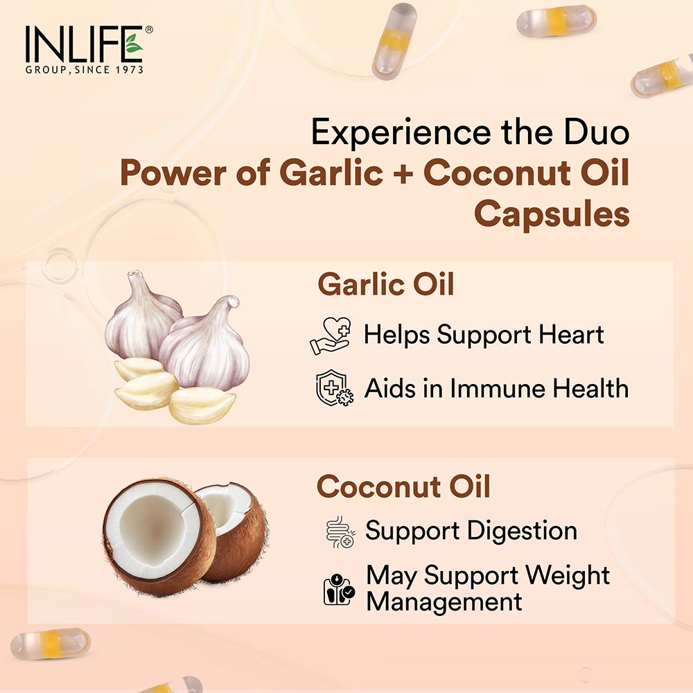 4 - INLIFE Natural Garlic Oil 0.5% with Coconut Oil,  60 veggie capsule(s) 