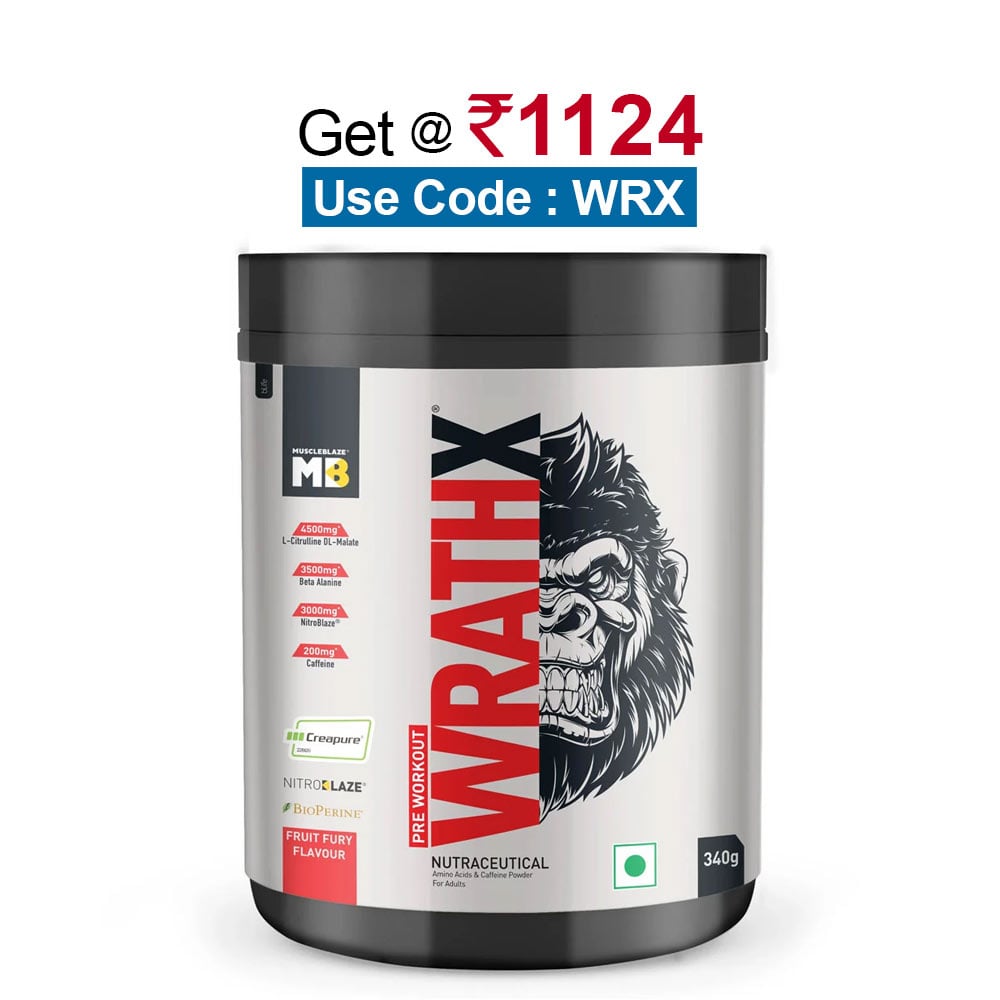 MuscleBlaze Pre Workout WrathX,  0.75 lb  Fruit Fury 