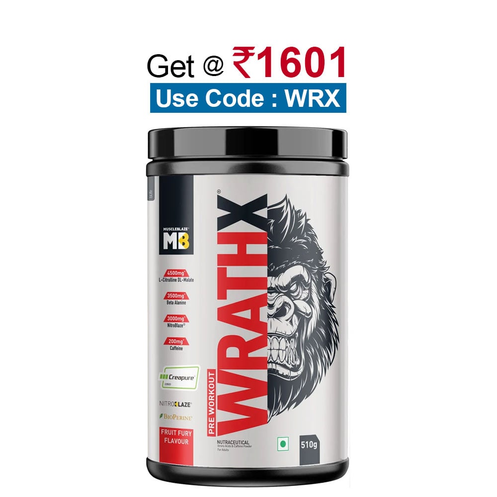 MuscleBlaze Pre Workout WrathX,  1.12 lb  Fruit Fury 