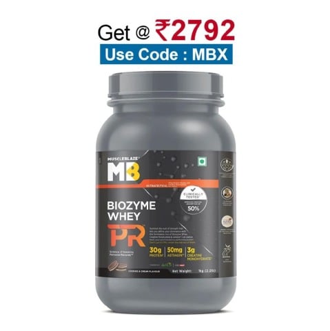 MuscleBlaze Biozyme Whey PR,  2.2 lb  Cookies & Cream 