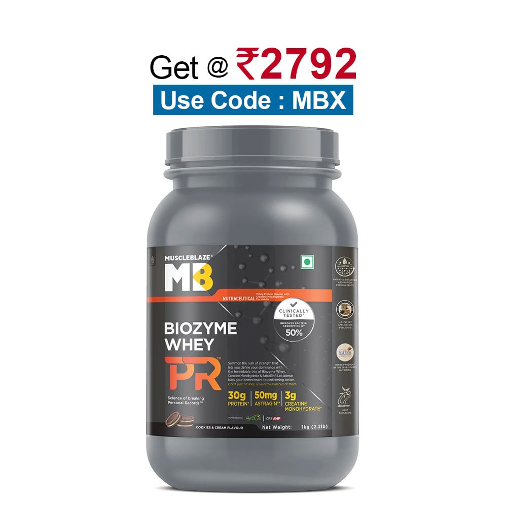 MuscleBlaze Biozyme Whey PR,  2.2 lb  Cookies & Cream 